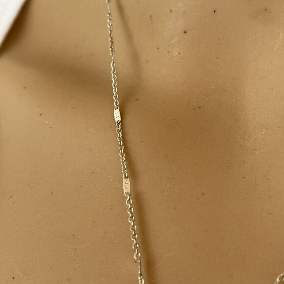 Silver Tone Necklace Rhinestone Bar Pendant 18in Trace Chain - Picture 7 of 12